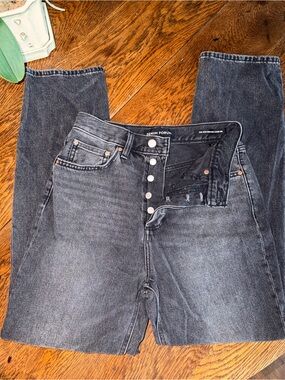 Denim Forum Joni Women’s Washed Charcoal Gray Straight-Leg Jeans